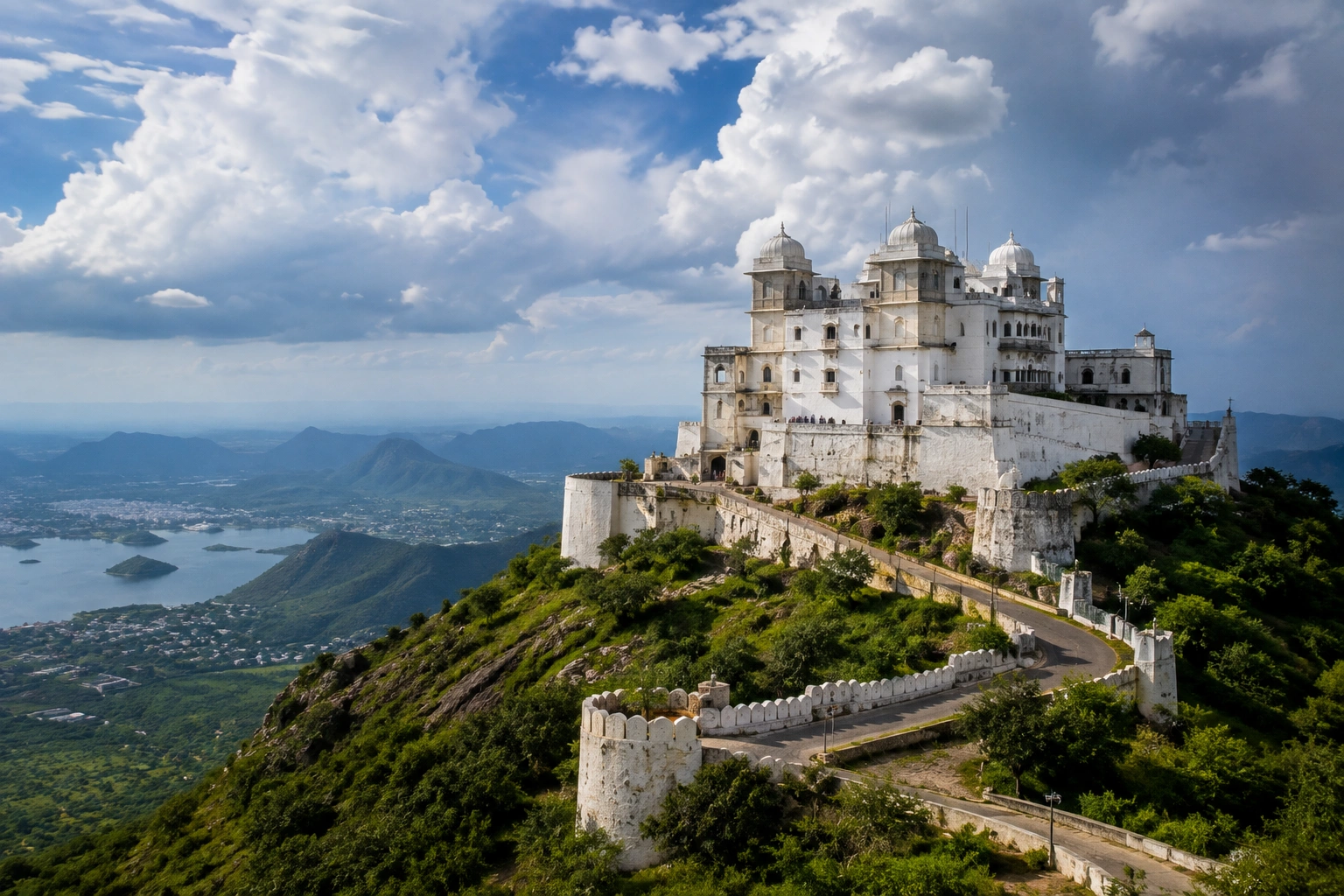 Sajjangarh Monsoon Palace hilltop view over Udaipur
