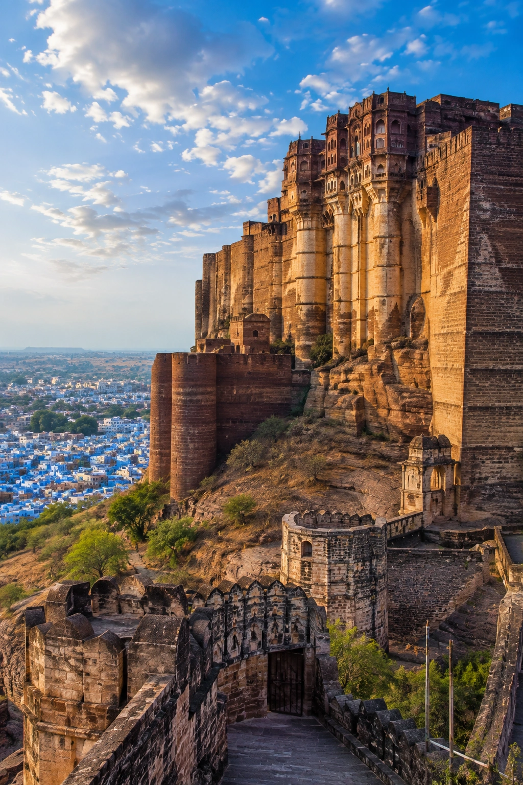 Mehrangarh Fort overlooking the blue city of Jodhpur