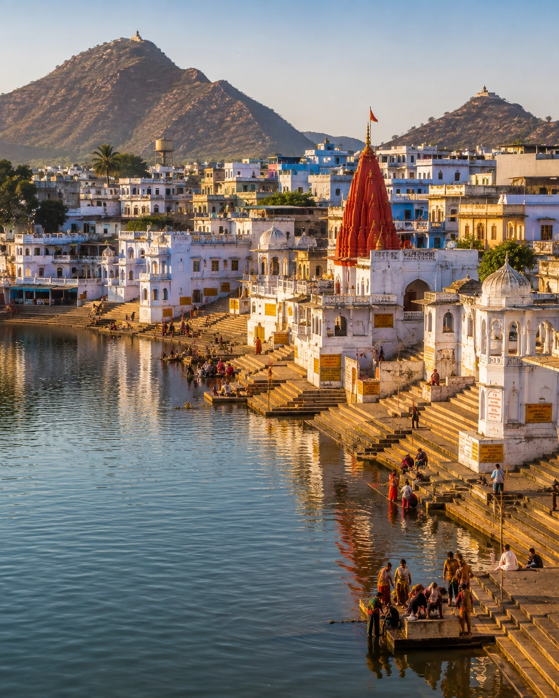 Pushkar Lake ghats and Brahma Temple town