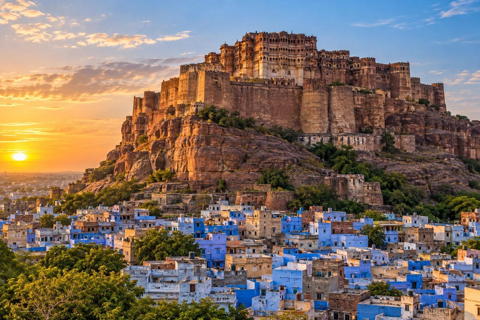 Mehrangarh Fort towering over Jodhpur